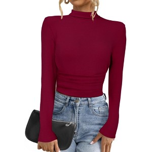 INSPIRE CHIC Women's Long Sleeve Mock Turtle Neck Trendy Casual Sweater - 1 of 4