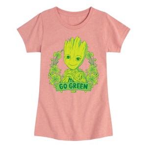 Girls' - Marvel - Groot Go Green St. Patricks Day Fitted Short Sleeve Graphic T-Shirt - 1 of 4
