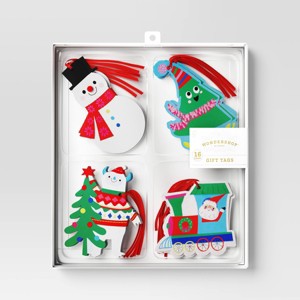 16ct Christmas Tie-On Gift Tags Snowman/Tree/Polar Bear/Train  - Wondershop™ - 1 of 3