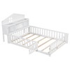 NicBex Full Size Kids Montessori Bed with Bookcases and Blackboards,Floor Bed with Headboards and Fences,Toddler bed for Bedroom,White/Gray/Brown - 4 of 4