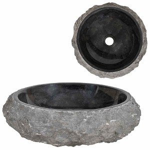 VidaXL Sink 15.7"x4.7" Marble Black - 1 of 4