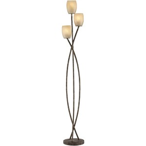 Franklin Iron Works Vierra Trio Farmhouse Rustic 68" Tall Standing Floor Lamp Tree 3-Light Foot Switch Brown Metal Copper Bronze Finish Living Room - 1 of 4