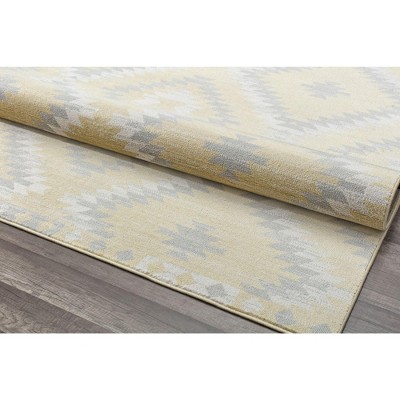 Sunflower Yellow and Gray Synthetic Area Rug, 2' x 4'