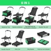 2-Tier Folding Grocery Cart with Wheels | Lightweight Rolling Utility Cart for Seniors, Foldable for Shopping, Market, Laundry & Home - 2 of 4