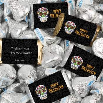 116 Pcs Halloween Candy Party Favors Hershey's Miniatures & Kisses by Just Candy (1.5 lbs) - Sugar Skulls