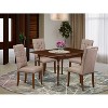 HomeStock 5-Pc Mahogany Finish Solid Wood Top - Rectangular Dining Room Set with Leaf - Seats 4 - 2 of 4