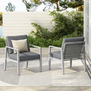 Modern Patio Chaise Lounges, Chaise Lounges with Sleek Rope Accents and Aluminum Frame, Lounge Chair with PE Cushions-Coolbibila - 1 of 4