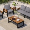 4 Piece Garden Furniture Sofa Sets,Armrest Sectional Sofa with Cushions and Coffee Table,Outdoor Patio Conversation Sets for Backyard-Coolbibila - 3 of 4