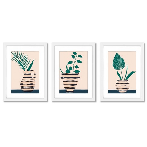 Americanflat Boho Botanical (set Of 3) Watercolor Rust By Pauline Stanley  Framed Triptych Wall Art Set : Target