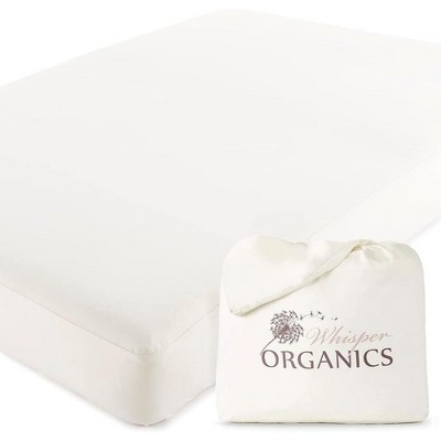 Whisper Organics, 100% Organic Waterproof Pique Textured Mattress Protector, GOTS Certified Cotton for Accident Protection, White Color