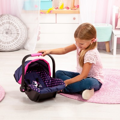 Baby Doll Deluxe Car Seat with Canopy- Blue & Pink