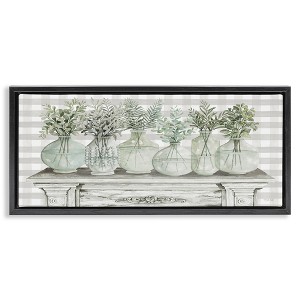 Stupell Industries Country Herb Jars on Gingham Floating Frame Canvas Art - 1 of 4