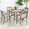 Tangkula Patio Table for 4 People w/ Umbrella Hole Wood-Like Tabletop Metal Support Legs - 3 of 4