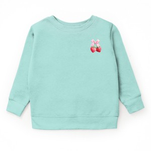 The Juniper Shop Coquette Strawberry Watercolor Youth Sweatshirt - S - Seafoam - 1 of 2