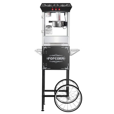 Great Northern Popcorn 8 oz. Electric Countrertop Classic Style Popcorn Machine and Cart - Black