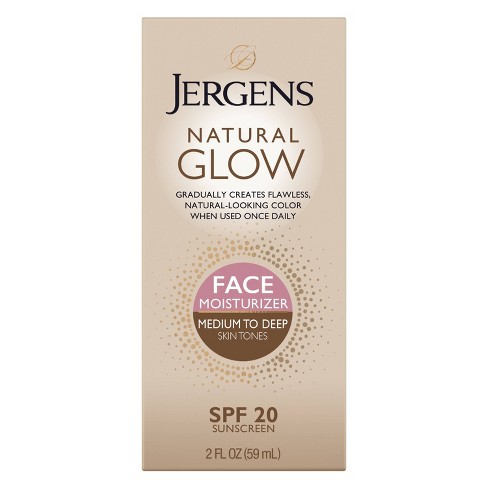 Jergens Natural Glow Face Moisturizer Medium To Deep Tone, Self Tanner, Daily Face Sunscreen - SPF 20 - 2 fl oz - image 1 of 4