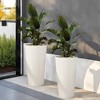 Sevobal Planter, Round Tall Planter with Drainage Holes, Weather-Resistant Planter for Porch Patio Backyard, 2PCS, White, 13"*13"*23.6" - 2 of 4