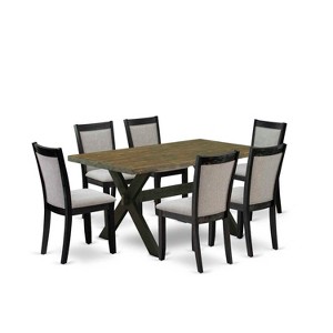 HomeStock 7-Piece Distressed Jacobean Finish Solid Wood Top Dining Table with 6-Parson Chairs - 1 of 4