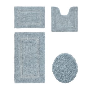 Lux Premium 100% Cotton Tufted Solid Reversible 4 Piece Bath Rug Set – Ultra-Soft, Water-Absorbent, Durable, Machine Washable Bathroom Rug - 1 of 4