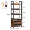 Bookshelf with Drawers Industrial Bookcase with 4 Tiers Open Storage Shelves Rustic Bookshelves - 2 of 4