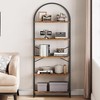 Bookshelf 5 Tier Bookcase Arched Display Racks Tall Standing Bookshelves Metal Frame Open Storage Rack Shelf Large Black Book Shelf for Bedroom - 3 of 4