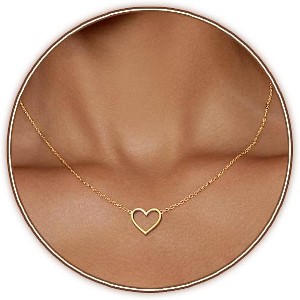 Heart Necklace: 18K Gold/Silver Plated Tiny Pendant, Dainty Valentine's Gift For Women & Teens - 1 of 4