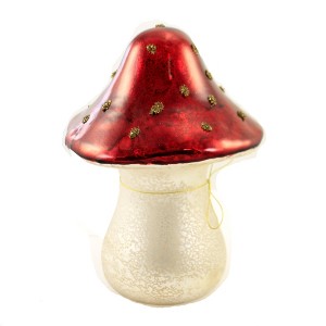 8.0 Inch Red Mushroom W/Gold Dots Shroom Holiday Festive Decorative Sculptures - 1 of 3