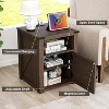 Vipbear 18 "Farmhouse bedside table with charging station, simple living room coffee table, dark grey bedside table, bedroom bedside table, dark grey - 3 of 4