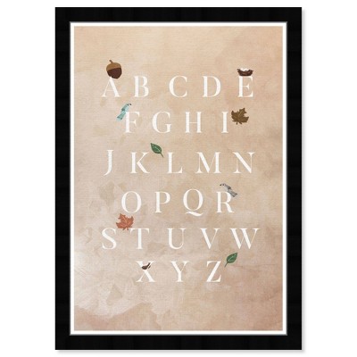 15" x 21" Nature Alphabet Typography and Quotes Framed Art Print - Wynwood Studio: Modern Decor, Digital Art, Black Plastic Frame