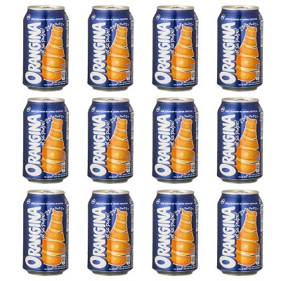 Orangina Et Sa Pulpe - French Imported Orange Pulp Soda Cans (12 Pack)