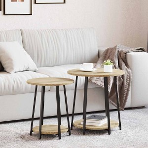 Clihome Modern Artisan Oak Corner Side Table with Storage, 2-Tier Rectangular Table for Living Room - 1 of 4