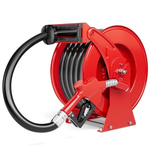 Mojgar Retractable Diesel Fuel Hose Reel 1 inch x 33ft Spring Driven Auto Swivel Rewind Hose - 1 of 4