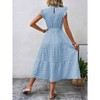 Womens Summer Dress Ruffle Flutter Sleeve Tie Waist Flowy Belted Maxi Dress - 2 of 4