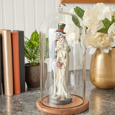 Clear Glass Cloche Dome with Wooden Base, 11 Inches