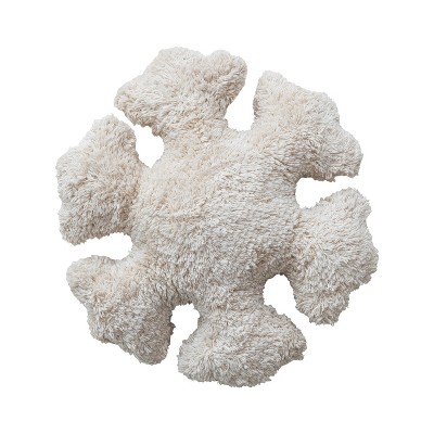 Storied Home Charming Cotton Tufted Snowflake Pillow, Natural