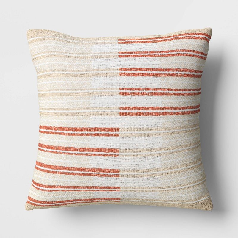 Woven Striped Textured Square Throw Pillow - Threshold&#8482;, 1 of 9