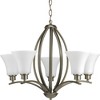 Progress Lighting Joy 5-Light Chandelier, Ceramic, Antique Bronze, Etched White Fluted Glass - 2 of 3