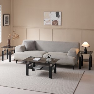 Spassway Glass Coffee Table with 2-Piece End Tables Set for Living Room Modern Sofa Table with Lower Storage Shelf Small Tea Table for Waiting Room - 1 of 4