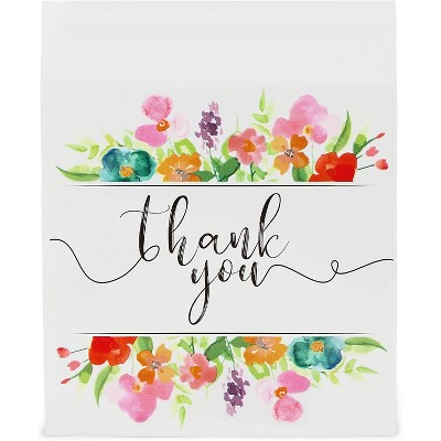 Sparkle and Bash 250 Pack Floral Thank You Goodie Bags 5.5" x 5.5", for Cookies Gifts Holiday Treats