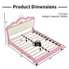 Upholstered Princess Bed with Crown Headboard, PU Leather Frame Bed for Kids Bedroom-Baofuwish - 4 of 4