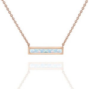 Clotth Stainless Steel Opal Pendant Necklace for Women | Geometric Opal Cubic Zirconia Delicate Choker |Opal Necklace with Appeal - 1 of 4
