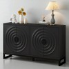 Sideboard Storage Cabinet with Water Wave Textured Doors, Rubberwood Veneer, Adjustable Shelves, Wooden Buffet Console for Dining Room or Kitchen - 2 of 4