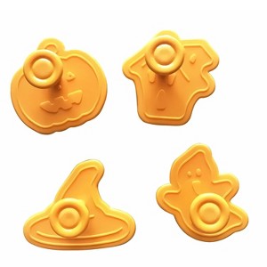 Kitcheniva Halloween Small Cookie Cutter Set 4 Pcs – Ghost, Pumpkin, Witch Hat & Haunted House Shapes - 1 of 4