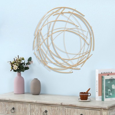 LuxenHome Gold Finish Iron Circular Wall Sculpture