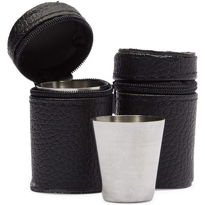 Okuna Outpost 50 Pack Stainless Steel Shot Glasses Cup Drinking Tumbler with 2 Leather Case (50ml, 1.6 oz)