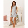 cheibear Women's Waffle Knit Sleeveless Tank Top and Shorts Pajama Sets - 2 of 4