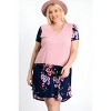 Slickblue Royal/Navy Floral Print V-Neck Mini Dress –Cap Sleeves, Adjustable Waist, Soft Stretch Fabric, Plus Size 1X-3X - 2 of 4