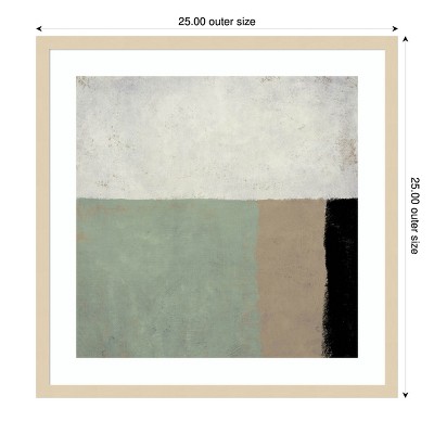 Muted Abstract Geometric Lithograph in Wood Frame, 25 x 25