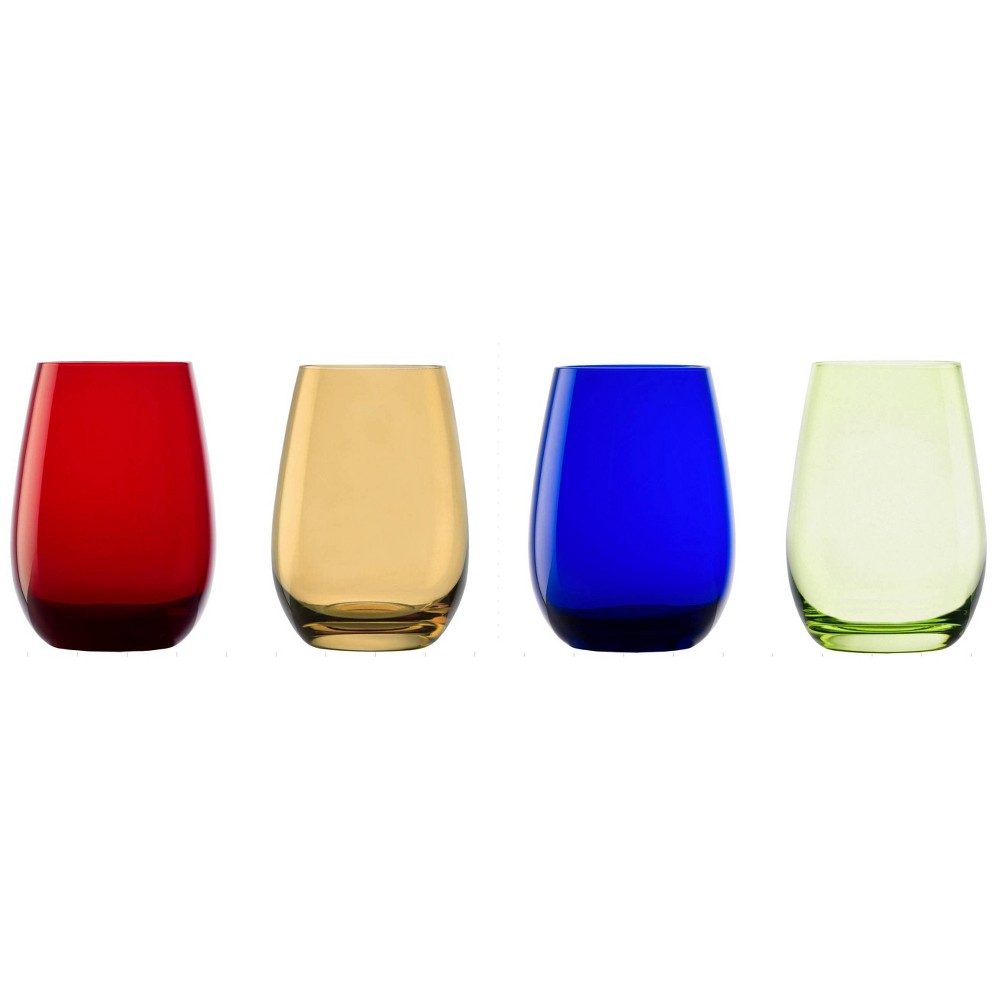 Photos - Glass Stolzle Lausitz Set of 4 15.75oz Elements Tumbler Glasses: Lead-Free Crystal, Dishwasher-Safe, Multicolored Drinkware