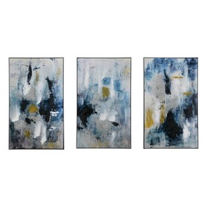 24"x40" Set of 3 Colleen Modern Abstract Wall Arts - A&B Home: Embellished Gold Streaks, Includes Mount Hardware - 1 of 4